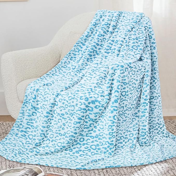 Blue Blanket Twin Size Cyan Throw Blankets Fuzzy Soft Sky Blue Fleece Twin Blankets for Bed Couch Bedroom Home Decor 60"x80"