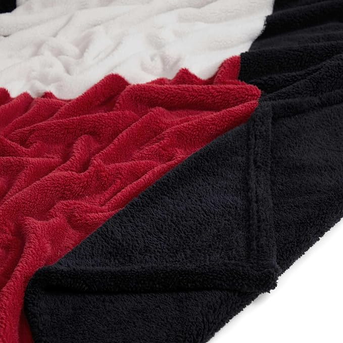 Tommy Hilfiger - Blanket, Ultra-Soft Baby Sherpa Throw Blanket for Bed or Couch, Medium Weight Blanket with Tailored Hem for Year Round Comfort (Iconic Flag Blue, 50" x 70")