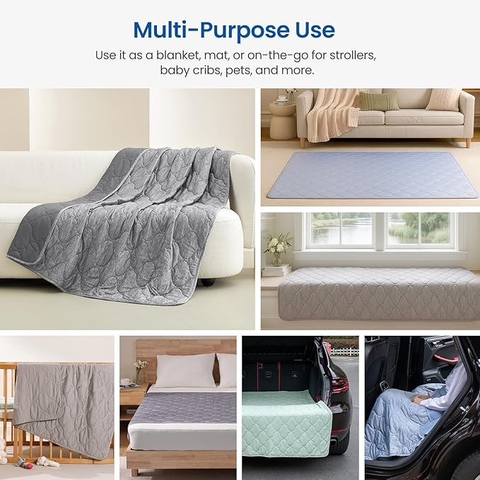 Cozy Bliss Cooling Dual-Sided Reversible Blanket for Hot Sleepers, Q-Max>0.46 Lightweight Soft Breathable Bed Blanket, Double Side Cooling Throw for Night Sweats, Silver Grey, 40"x60"