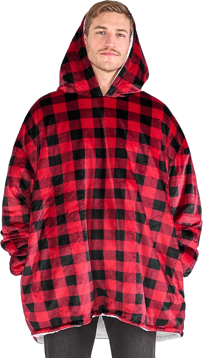 Bare Home Wearable Blanket Hoodie - Soft Plush Sherpa - Warm and Cozy - Oversized Wearable Blanket - Adult & Kid Sizes