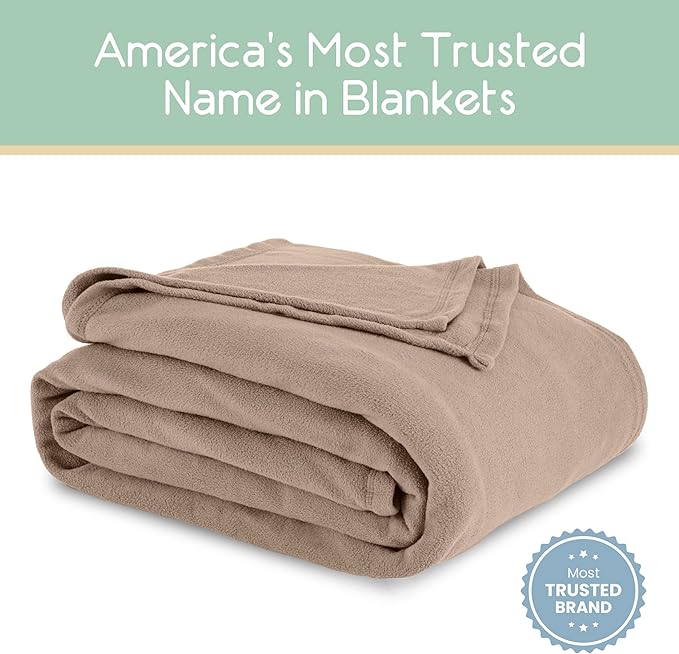 King Size Microfleece Blanket | Fleece Bed Blanket | All-Season Comfort | Supersoft Lightweight | Plush Throw Blanket for Bed Couch or Sofa | Pet-Friendly | Nutmeg