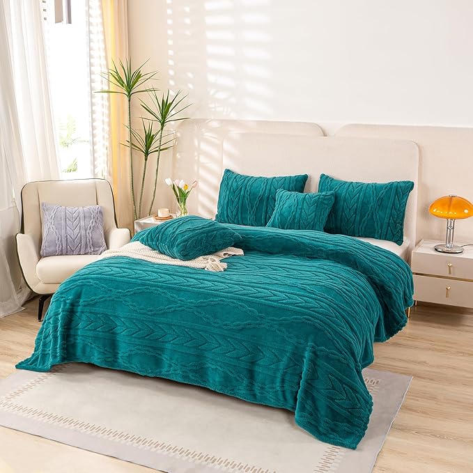 YUSOKI Queen Size Blanket Single Layer,Weight(4.4lb),370GMS-3D Stylish Design for Gift Home Decor (Teal,90"x90")