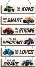 6 Pcs Racing Car Decor Kids Room Decor Plaque Sign, Inspirational Racing Car Wall Art Decor for Teens Bedroom Princess Toddler Room, Works of Art Made of Wood, Works of Art of Wood, Placards of Woods