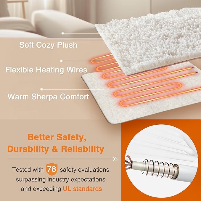 Beautyrest Heated Blanket, Eletric Throw Blanket, Soft, Warm, Reversible Plush - Sherpa Heating Blanket Throw for Office, Couch, 3 Heat Settings, 2 hr Auto Shut Off, Machine Washable, 50 x 60 Purple