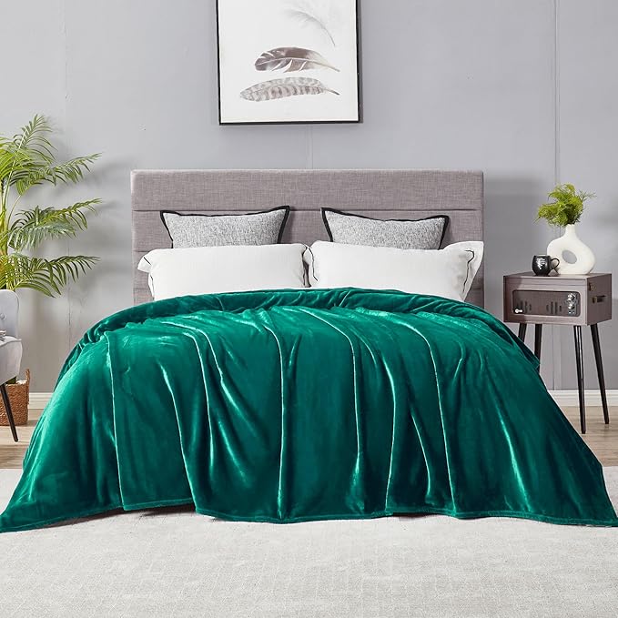 DREAMNINE Extra Large Soft Comfy Fluffy Fleece Bed Blanket Full Size 80" x 90", Luxury Decorative Fuzzy Blanket for Women Girl,Big Cozy Shaggy Warm Flannel Blankets for Winter Autumn Pets,Forest Green