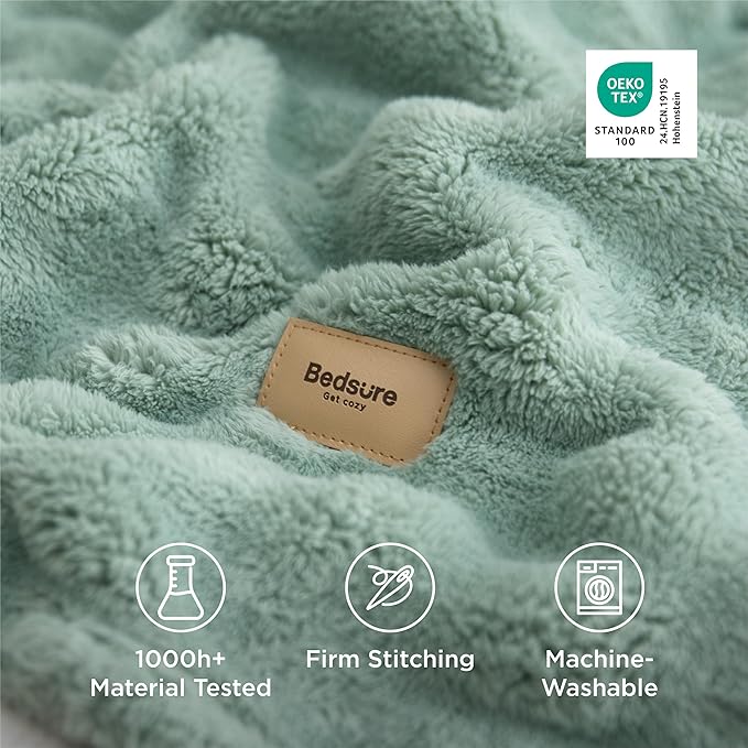 Bedsure 3D Fleece Bubble Blanket for Couch - GentleSoft Green Twin Blanket for Sofa Bed Room Decor - Luxury Soft Cozy Gifts for Women, Lightweight, All Seasons, Sage Green, 60"×80"