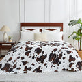Cozy Bliss Cow Print Throw Blanket for Bed - Fuzzy Thick Soft Warm Fleece Blankets for Couch & Bed, for Women Men Girls Kids, Dark Brown Twin Size 60"*80"