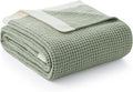 Amélie Home Waffle Throw Blanket for Couch, Soft Cozy Chenille Knit Blanket Warm Decorative Throw for Sofa, 50"x60", Sage Green
