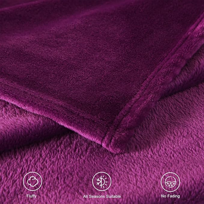 TASTHROW Purple Throw Blanket 50x60 Inches, Soft Plush Cozy Fleece Flannel Throw Blanket, Lightweight Warm Throws for Bed, Couch, Bedroom and Living Room, All Seasons