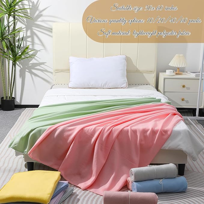 10PCS Pastel Fleece Blankets Bulk 50 X 60, Soft Lightweight Throw Blanket Kit Cozy Blankets Bulk for Bed Sofa Couch Warm Pet Fleece Blanket Set for Wedding Homeless Home Office Travel Gift for Seasons