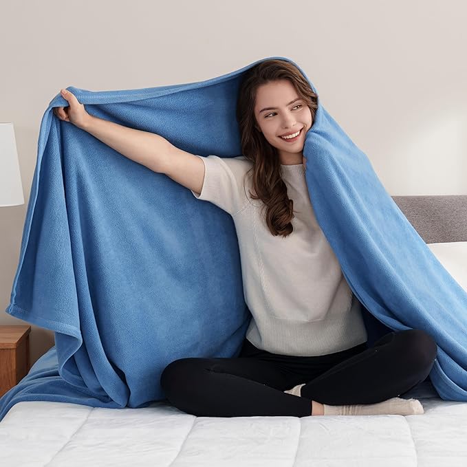 Berkshire Blanket Microfleece Twin Size Bed Blanket Royal Blue, Lightweight Soft Breathable Plush Micro Fleece Blanket for Bed Couch Sofa, 60x92 Inches