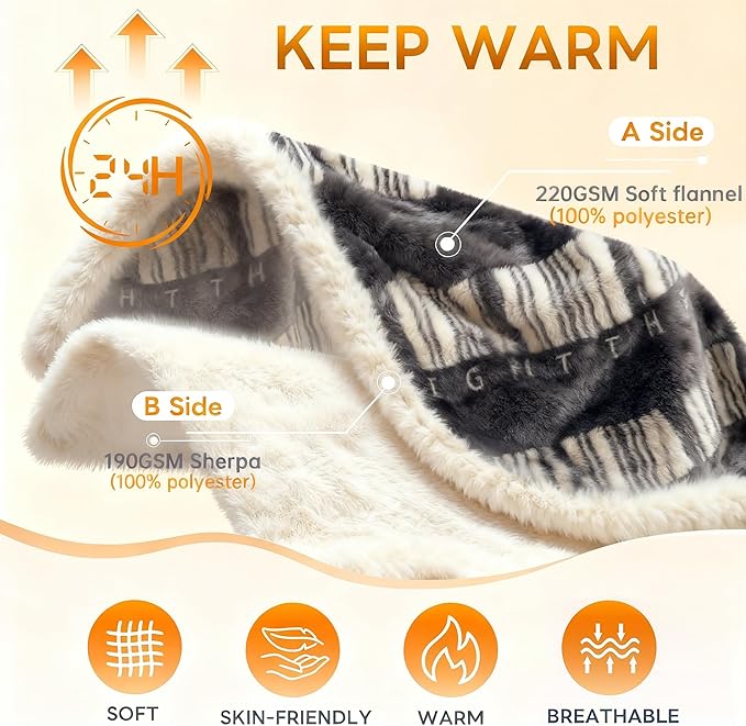 King Size Blanket for Bed - Fleece Soft Cozy Fuzzy Blankets Gifts for Women Mom, Reversible Throw Blanket for Bedroom Home Decor Gifts, 90x108 Inches