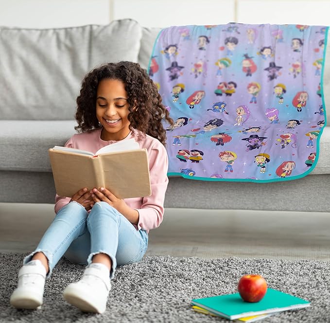 Jay Franco Kids Plush Throw Blanket – Ultra Soft Cozy Plush Fleece for Bed, Couch, Sofa, Home Décor, Official Licenseds Huntrix and Saja Boys, Light Purple - Kpop Demon Hunters, 46x60 - Throw Blanket