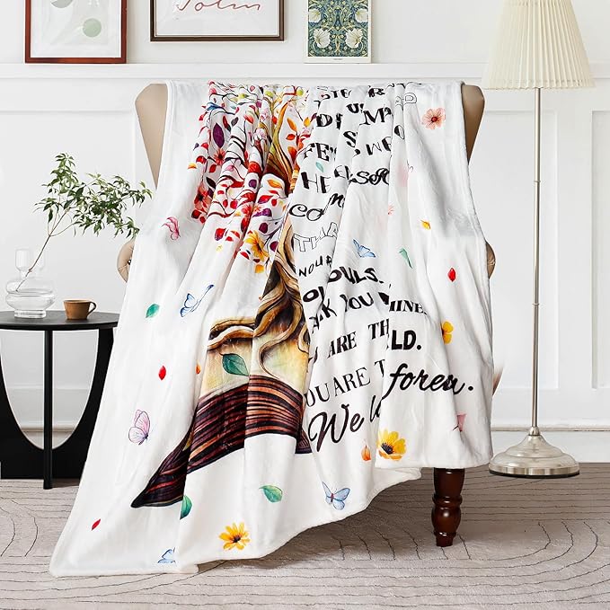 Gifts for Mom Blankets Inspirational Gifts Blanket for Mom Cozy Floral Flannel Blankets Soft Thanksgiving Christmas Birthday Gift Blankets for Woman Plush Bed Couch Cover for Grandma 60" X 80"