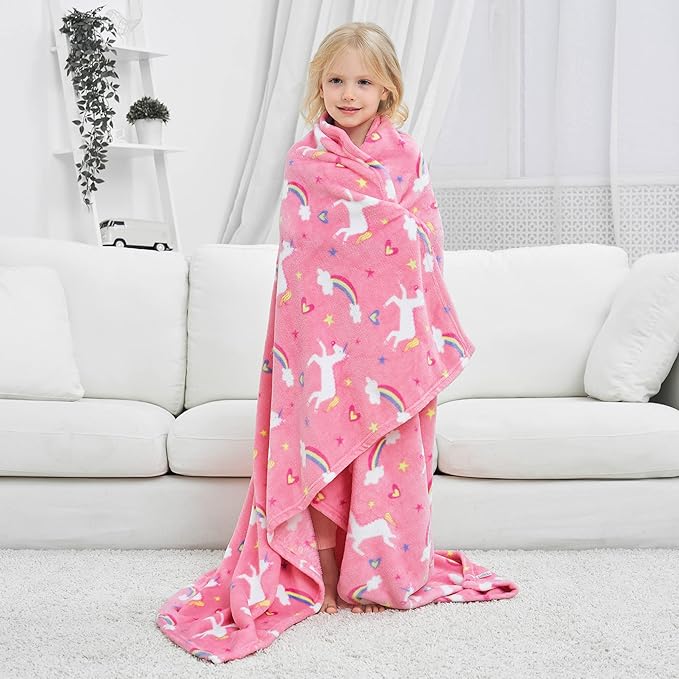 Softan Unicorn Blanket for Girls, Kids Throw Blanket for Boys and Girls Soft Cozy Flannel, Cute Pink Unicorn Blanket for Sofa Couch Bed, Christmas Birthday Gift for Kids Toddler, 50x60 Inches
