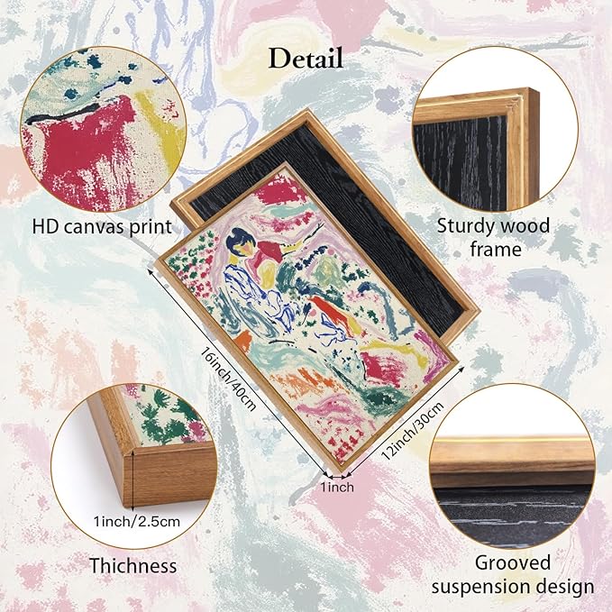 CHDITB Abstract Matisse Canvas Wall Art Set Of 3, Modern Framed Gallery Wall Decor, Nature Colorful Tree And Garden Painting, Vibrant Botanical Aesthetic Art Prints For Office Bedroom Decor 12”X16”