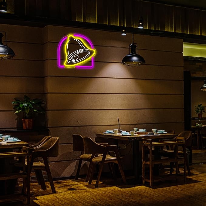 Taco Neon Signs for Wall Decor,Dimmable Bell Neon Light for Mexican Restaurant Decor,USB Powered for Kitchen Coffee Bar Coffee Shop Business Birthday Christmas Gifts(13.3 * 11.4in)