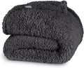 Bare Home Faux Shearling Blanket - Full/Queen Size - Blanket for Bed, Sofa, Couch, Camping, Travel, and Gifts - Warm & Lightweight - Fluffy & Soft (Full/Queen, Solid Forged Iron Grey)