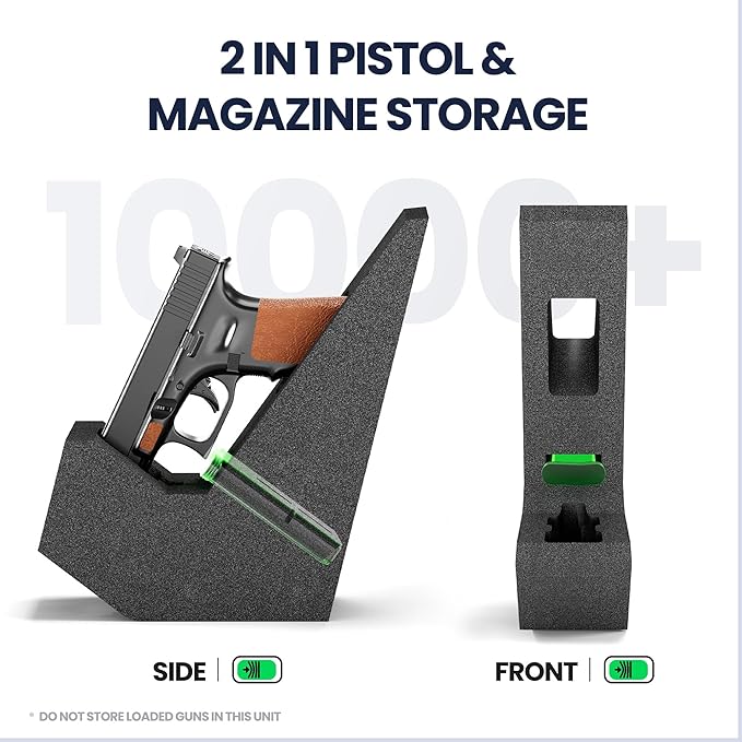 Quick Access Biometric Bedside Gun Safe for handgun, 2 in 1 Mounted Drop Down Nightstand Pistol Safe with Fingerprint & Passcode & Key 3 Ways