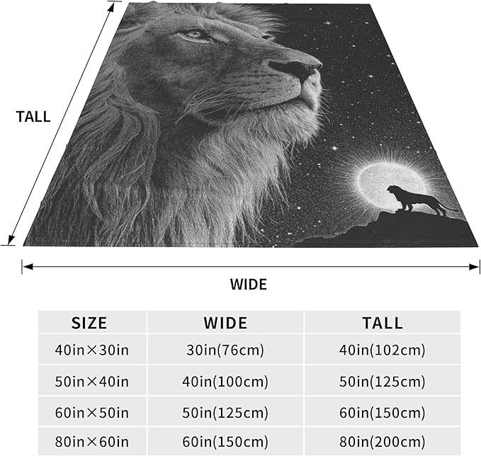 Lion Throw Blanket Soft Warm Cozy Lions Wildlife Blankets Fuzzy Plush Fleece Lion Blanket Gifts for Couch Bed Sofa Home Decor 40''X50''
