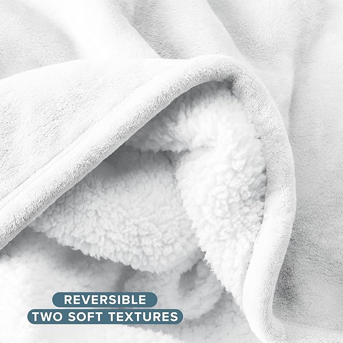 Bare Home Sherpa Fleece Blanket - Twin/Twin Extra Long - Blanket for Bed, Sofa, and Couch - Warm & Lightweight - Fluffy & Soft - Reversible (Twin/Twin XL, White)
