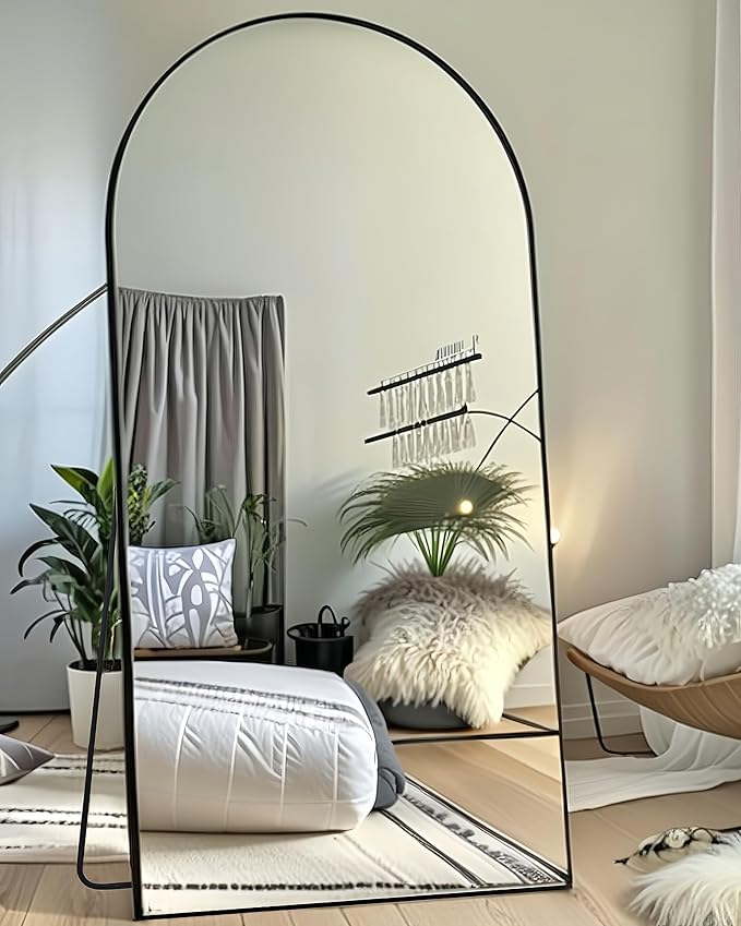 Arch Mirror Full Length,Floor Length Mirror,Arched Floor Mirror,76''x34'' Wall Mirror Full Length,Oversized Floor Mirror,Bedroom Mirror Full Length,Black Floor Mirror Living Room Cloakroom