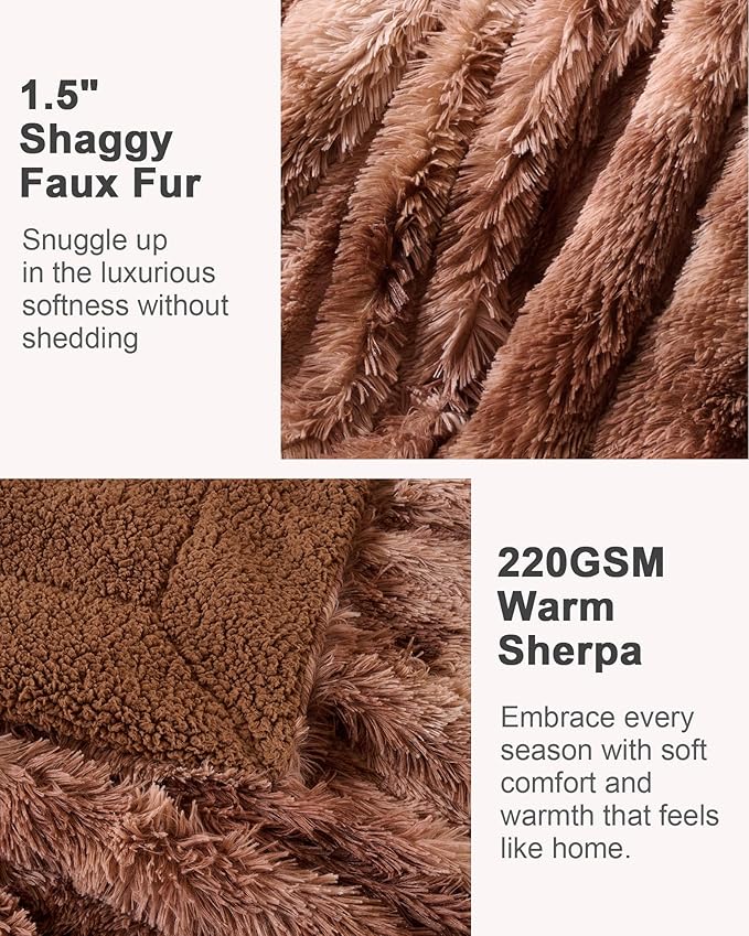 Super Soft Fluffy Faux Fur Sherpa Fleece Blankets Queen Size for Bed, Bedroom Decor Winter Big Blankets Thick Warm, Fuzzy Plush Heavy Bedding Cozy Gifts for Women Men Mom Dad, 90" x 90"