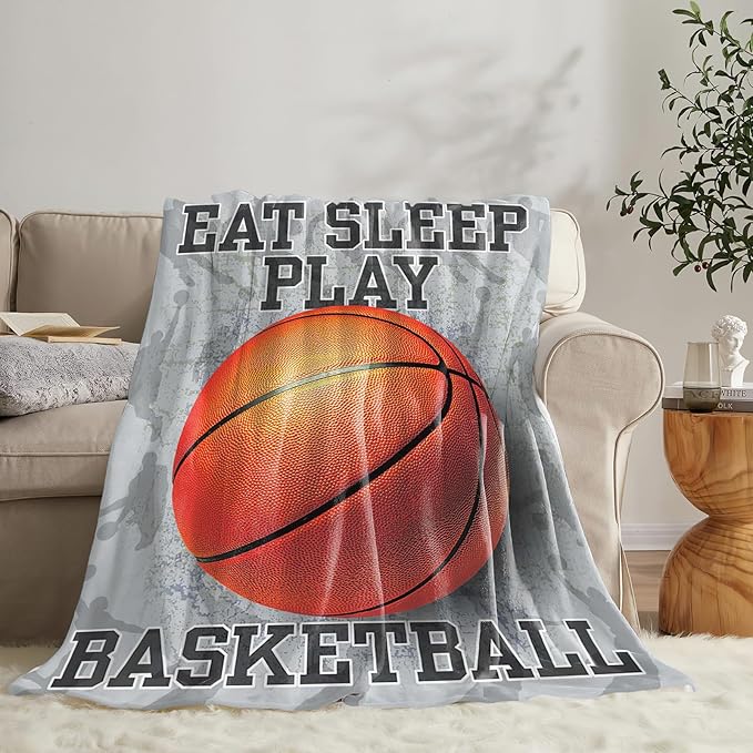 Basketball Blanket for Girls Women Boys Men Adults Kids Soft Cozy Fleece Sports Throw Blankets Gifts Warm Flannel Plush Lightweight Decor for Couch Bed Sofa 80"X60"