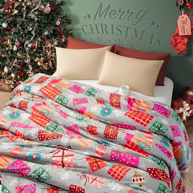 LBRO2M Sherpa Fleece Bed Blanket Twin Size,Christmas Super Soft Fuzzy Plush Warm Cozy Fluffy Microfiber Couch Throw Velvet Double Reversible Luxurious Blankets