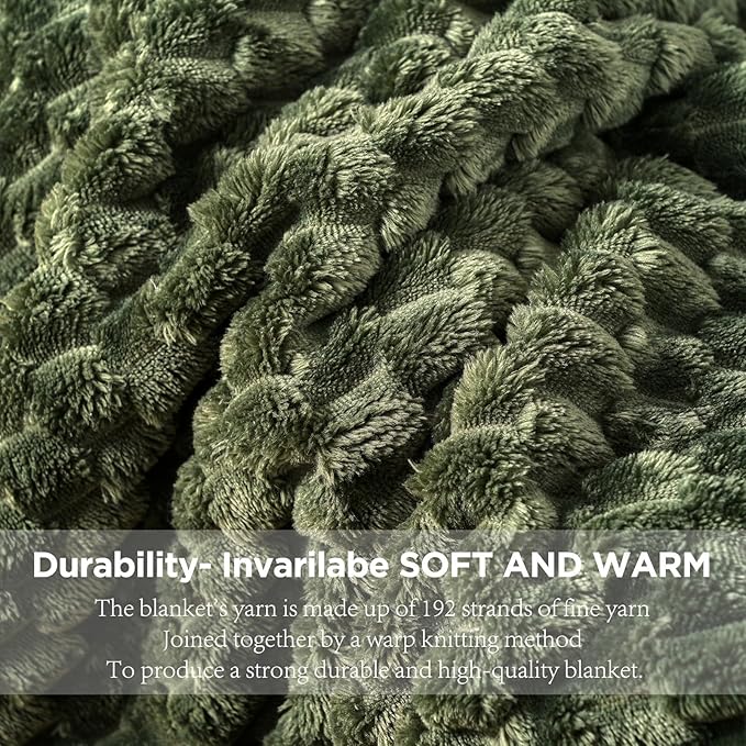 Zyrah Fleece Throws for Couch Super Soft Throw Blanket Lightweight Decorative Fuzzy Cozy Blankets for Sofa Chair Bed (A-Dark Green, Twin(60"x80"))