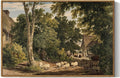 InSimSea Framed Canvas Wall Art Vintage Decor, Room Decor Classical Countryside Landscape Farmhouse Watercolor Painting Large Wall Art for Living Room Badroom Bathroom, 16"x24"