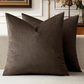 MIULEE Velvet Throw Pillow Covers 24x24 Inch, Pack of 2 - Coffee, Super Soft Euro Decorative Square Pillows Modern Luxury Home Decor for Bed, Sofa, Couch, Living Room