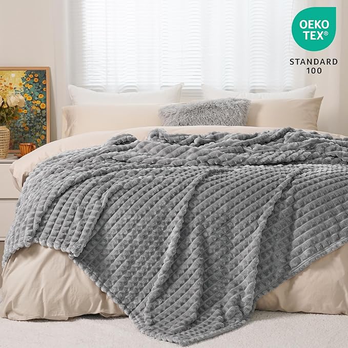 PHF Luxury Soft Fleece Blanket King Size, No Shed No Pilling, 380GSM Fluffy Cozy Throw Blankets for Bed, 108"x90",Lightweight Warm Bedding for Home Decor, Ideal Gift for Women, Sharkskin