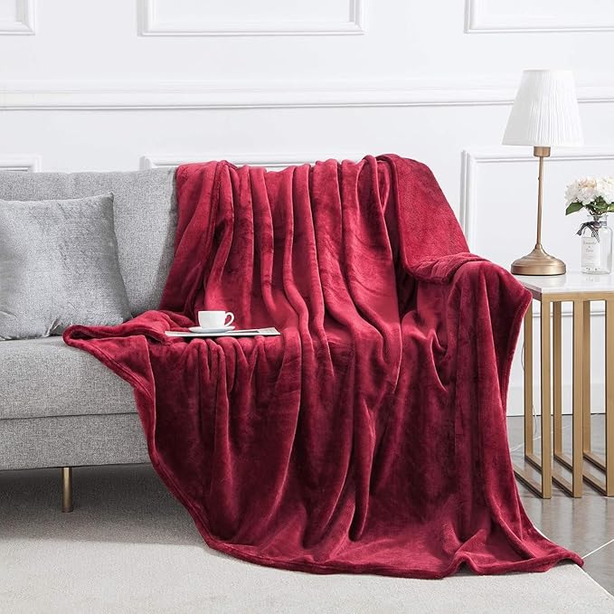IR Imperial Rooms Fleece Blanket Twin Size 60x80 Inches - Super Soft Fluffy Burgundy Throw Blanket for Sofa and Bed - Warm and Cozy Lightweight 400 GSM Microfiber Bed Throws Blankets