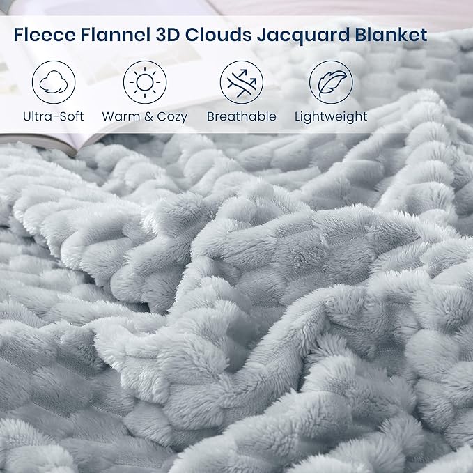 Monbix Haze Blue Fleece Throw Blanket for Couch- Room Decor Soft Cozy Blankets for Women, Lightweight Fleece Flannel Bed Blanket Suitable for All Seasons(50"×60",Haze Blue)
