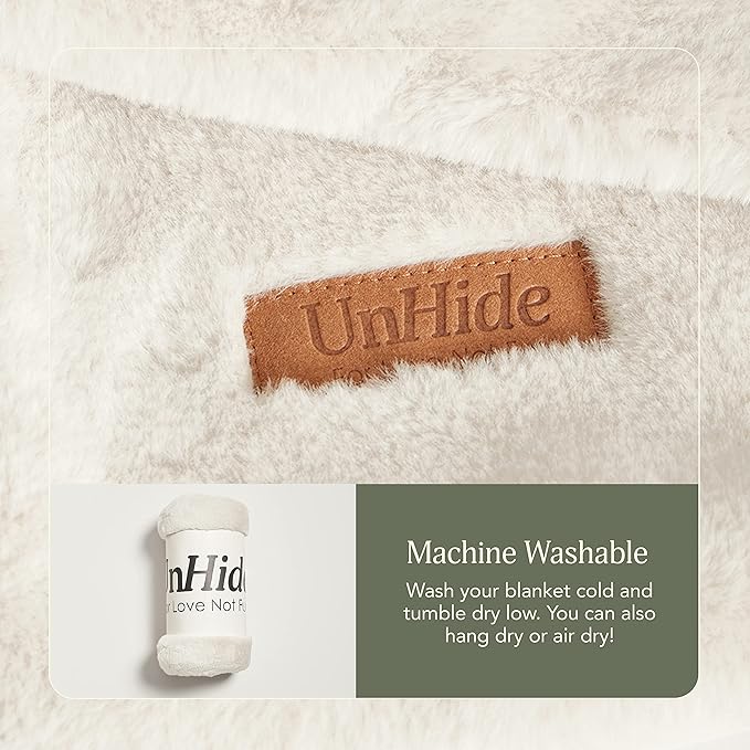 UnHide Lil’ Marsh Faux Fur Blanket - Lightweight, Soft Throw Blanket - Machine Washable - Ideal for Bed, Couch, or Reading Chair- Medium (60" x 80") Snow White