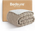 Bedsure Sherpa Fleece Throw Blanket for Couch - Soft Fluffy & Cozy Cable Jacquard Tufted Throw Blankets for Women Gift, Thick Warm Blanket for Winter and All Seasons, Beige, 50x60 Inches