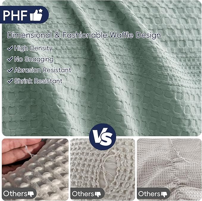 PHF Lightweight Waffle Weave Blanket Twin Size, Breathable & Ultra Soft, 66"x 90" Soft & Cozy Thin Blanket for All Season & Hot Sleepers, Bed, Home Decor - Aqua Gray