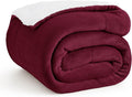 Bedsure GentleSoft Sherpa Fleece Twin Size Blanket for Couch, Non-Heated, Thick and Warm Throw for Girls and Women, Soft Fuzzy Plush Twin Blanket for Winter, Burgundy, 60x80 Inches