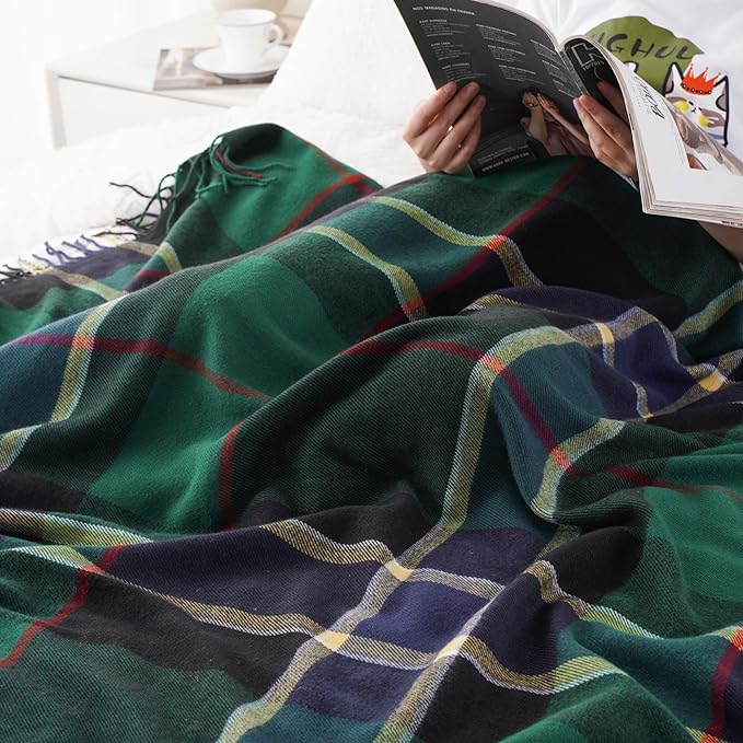 BATTILO HOME Forest Green Plaid Throw Blanket for Couch - Christmas Plaid Blanket Buffalo Checkered Blankets - Lightweight Farmhouse Outdoor Throw Blankets for Bed, Sofa 50"x60"