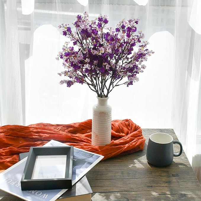 Mandy's Shades of Purple Artificial Baby’s Breath Flowers 6 Bundles Silk Gypsophila, 18.5 Inch European Style Modern Home Decor Centerpiece, Neutral Wedding Flower Arrangements