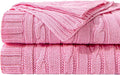 NTBAY 100% Pure Cotton Oversize (60x80) Cable Knit Throw Blanket, Super Soft Warm Knitted Throw Blanket for Bed, Sofa, Chair, Couch - Extra Cozy, Machine Washable, Comfortable Home Decor, Pink