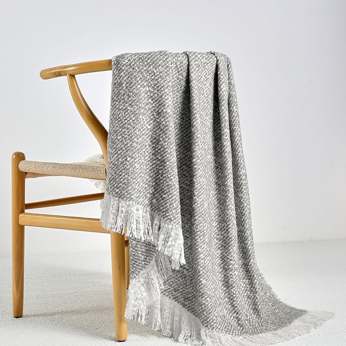 BOURINA Throw Blanket Soft Lightweight Cozy Throw for Bed Couch Decorative Blanket, Light Grey 50" x 60"