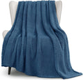 Whale Flotilla Extra Large Fuzzy Fleece Throw Blanket for Couch, 50x70 Inch Fluffy Warm Soft Jacquard Blankets for All Season, Lightweight and Cozy, Navy Blue