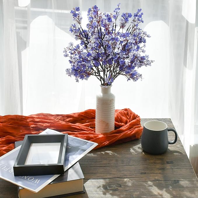Mandy's Shades of Blue Artificial Baby’s Breath Flowers 6 Bundles Silk Gypsophila, 18.5 Inch European Style Modern Home Decor Centerpiece, Neutral Wedding Flower Arrangements
