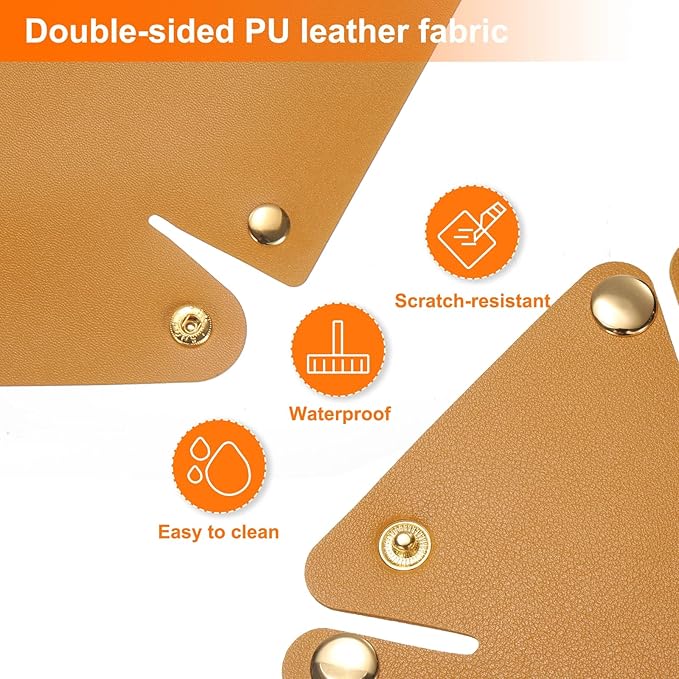 HARFINGTON 2pcs PU Leather Valet Tray Unisex Valet Tray Folding Round Catchall Tray Portable Entryway Table Tray Nightstand Bedside Desk Tray for Key Watch Coin Jewelry Dice, Ginger Yellow