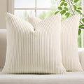 Mecatny Corduroy Decorative Throw Pillow Covers 24x24 Set of 2 for Sofa Living Room, Soft Neutral Boho Couch Pillow Covers for Home Decor, Cream White