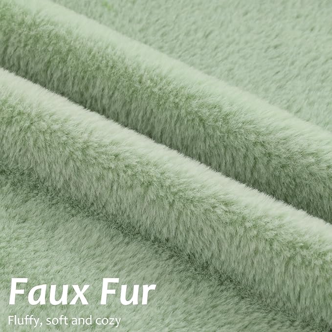 Pallene Faux Fur Plush Spring Throw Pillow Covers 16x16 Set of 2, Soft Fluffy Couch Pillow Covers for Living Room, Sage Green