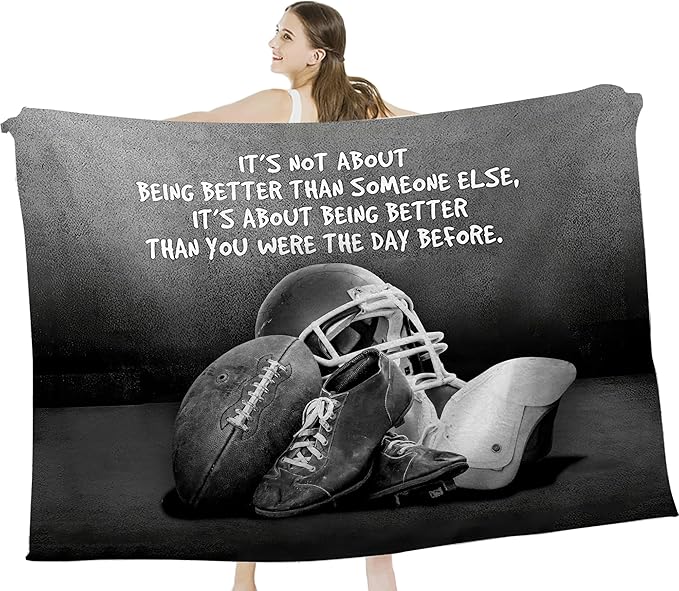 Sports Football Throw Blanket - Soft Warm Cozy Fleece for Boys Men Girls Women Kids Adults - Couch Sofa Bed 60"x50"