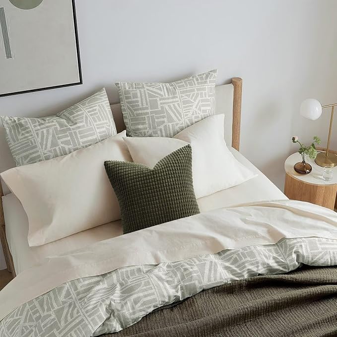 Topfinel OliveGreen Decorative Throw Pillow Covers 16x16 Inch Cute Boho Stripe Soft Corduroy Modern Farmhouse Spring Home Decor 4 Packs Pillow Covers for Sofa Living Room Couch Bed 40x40 cm